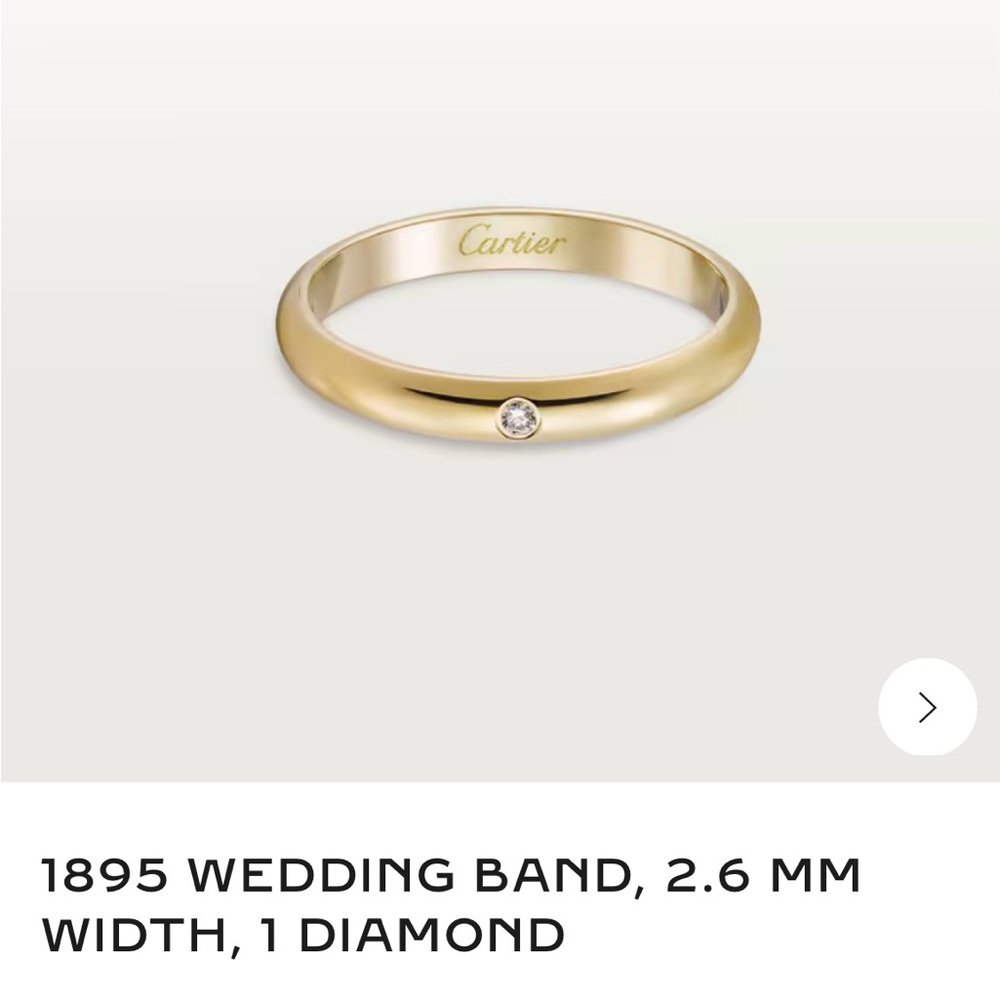 Authentic Cartier 1895 Yellow Gold Wedding Band with 1 Diamond